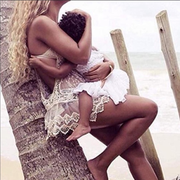 Boho Crochet Bikini Cover Up In Ivory - Picture 6 of 8